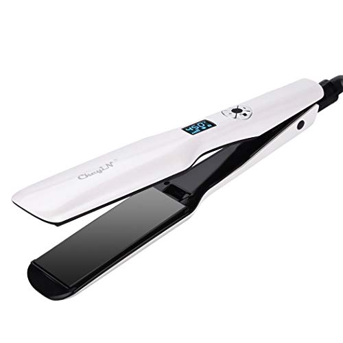 Plancha De Pelo Profesional, Plancha De Pelo, Placa Calefactora Más Ancha, Plancha De Pelo Con Pantalla Lcd, Herramienta De Peinado Ptc, Blanco