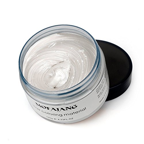 Plata coloreado pelo Cera peinado Crema Instant pelo Cera Cabello naturales gris plata color Wax Matte Cera 4,23 oz para hombres y mujeres para fiestas, Cosplay, Noche Club, Masquerade, halloween