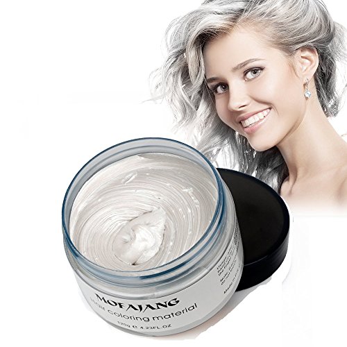 Plata coloreado pelo Cera peinado Crema Instant pelo Cera Cabello naturales gris plata color Wax Matte Cera 4,23 oz para hombres y mujeres para fiestas, Cosplay, Noche Club, Masquerade, halloween