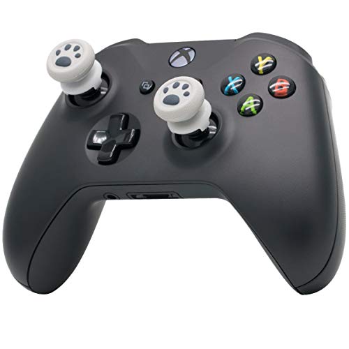 Playrealm FPS Thumbstick Grip Agarres para el Pulgar Extensor Y Textura 3D Caucho Silicona Apretón Cubrir 2 juegos para Xbox One (Pata De Gato Gris)