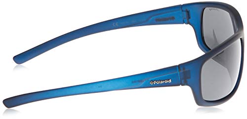 Polaroid P8411S -  Gafas de sol rectangulares  para hombre,  63 mm,  azul