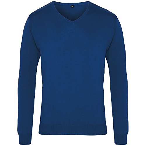 Premier -Jersey/Sweater de Punto con Cuello Pico Hombre Caballero (3XL) (Azul)