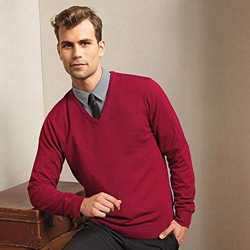 Premier -Jersey/Sweater de Punto con Cuello Pico Hombre Caballero (3XL) (Azul)