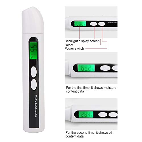 Probador de humedad de la piel - Detector de humedad de la piel Indicador LED Detector de humedad de la piel Detector Analizador de aceite facial de alta precisión Monitor
