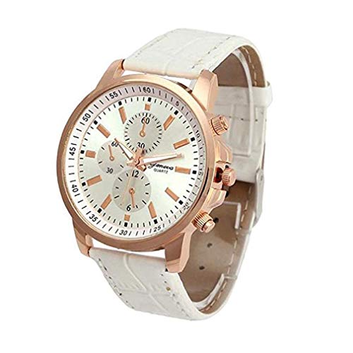 Promoción!Scpink Women Quartz Watches,Clearance Analog Female Watches Wrist Watches Leather Lady Watches (Blanco)