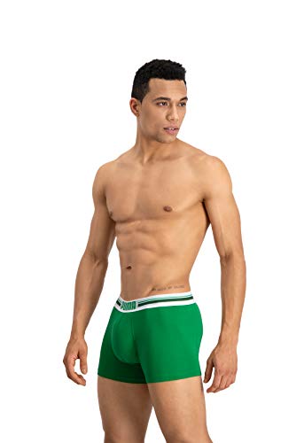 Puma Placed Logo - Pack de 2 bóxers para hombre, color verde/gris, talla S