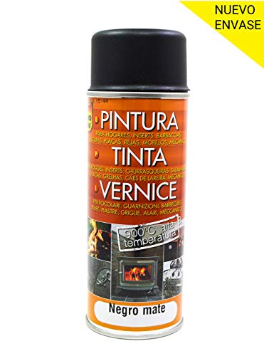 Pyro Feu 24950-6 Pintura Termica 900º C Negro Mate, Acero Inoxidable, 400 Ml