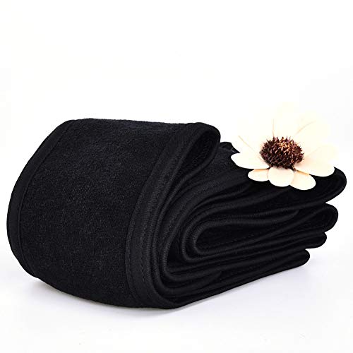 Queta pelo banda para maquillaje, cosméticos cinta Rizo, ajustable pelo – Banda con velcro 3pcs (Negro)