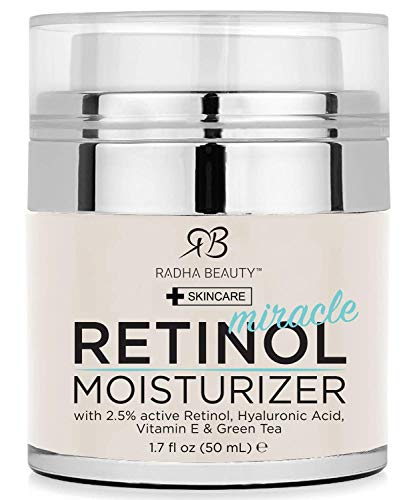 Radha Beauty Crema hidratante milagrosa de retinol para la cara con retinol, ácido hialurónico, vitamina E y té verde (la mejor crema hidratante de día y de noche) 50mL