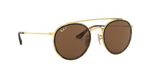 Ray-Ban 0RB3647N, Gafas de Sol Unisex Adulto, Dorado (Brown Classic), 51