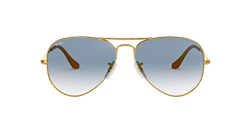 Ray-Ban Aviator Gafas de Sol, Dorado (Marco: Dorado, Lente: Dark BLU 001/3F), 58 para Hombre