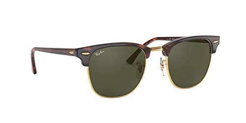 Ray-Ban Clubmaster - Gafas de sol para hombre, Marrón (Marco: Marrón Tortoise Glas: Verde W0366), 51 milímetros