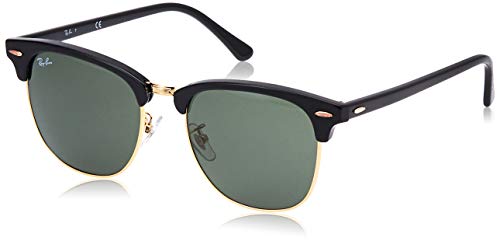 Ray-Ban RayBan Clubmaster Gafas de sol, Negro (Black Frame With G/15 Lenses), 55.0 Unisex Adulto