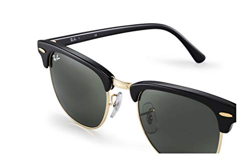 Ray-Ban RB3016 Clubmaster, Gafas de Sol, multicolor (Ebony-Arista/Crystal Green (W0365)), talla 51