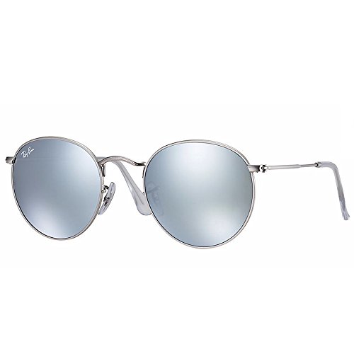 Ray-Ban ROUND METAL plata mate de plata de las gafas de sol de Flash