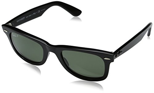 Ray Ban Wayfarer, Gafas de Sol Polarizado Unisex, Negro (Schwarz/Polarized Grün Klassisch 901/58), 50