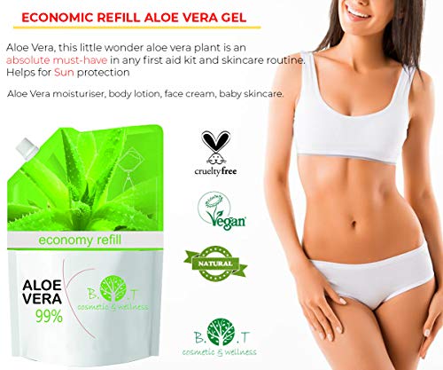 Recarga Ahorro 99% Gel Puro de Aloe Vera 1000 ml - recarga económica 1 kg