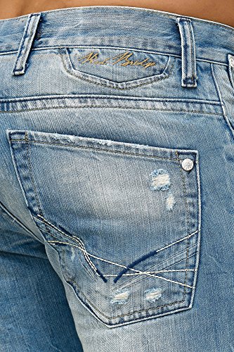 Red Bridge Hombres Denim Jeans Ajustados Vaqueros Casuales Destruido Efectos Moda Pantalón