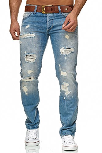 Red Bridge Hombres Denim Jeans Ajustados Vaqueros Casuales Destruido Efectos Moda Pantalón