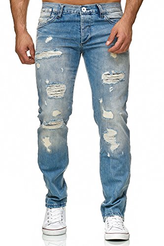 Red Bridge Hombres Denim Jeans Ajustados Vaqueros Casuales Destruido Efectos Moda Pantalón