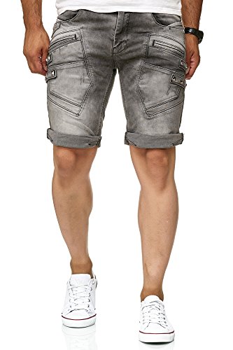 Red Bridge Short Vaqueros de Hombres Pantalones Cortos Casuales con Remaches o Taches Gris