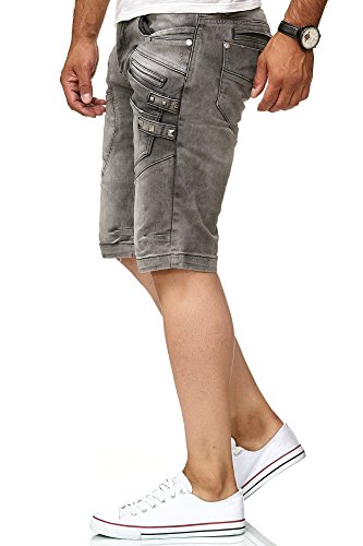 Red Bridge Short Vaqueros de Hombres Pantalones Cortos Casuales con Remaches o Taches Gris