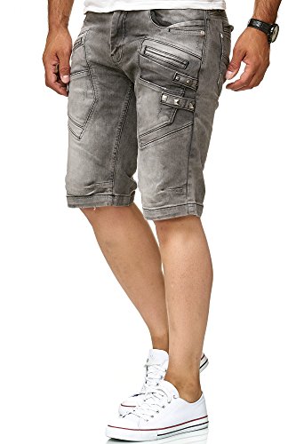 Red Bridge Short Vaqueros de Hombres Pantalones Cortos Casuales con Remaches o Taches Gris