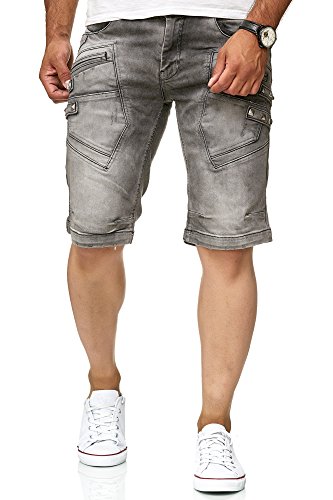 Red Bridge Short Vaqueros de Hombres Pantalones Cortos Casuales con Remaches o Taches Gris