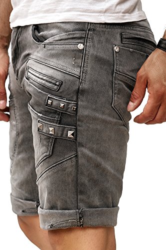 Red Bridge Short Vaqueros de Hombres Pantalones Cortos Casuales con Remaches o Taches Gris