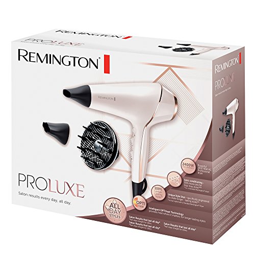 Remington AC9140 PROluxe - Secador de Pelo Profesional, Secador Iónico, Difusor y Concentrador, 2400 W, Rosa