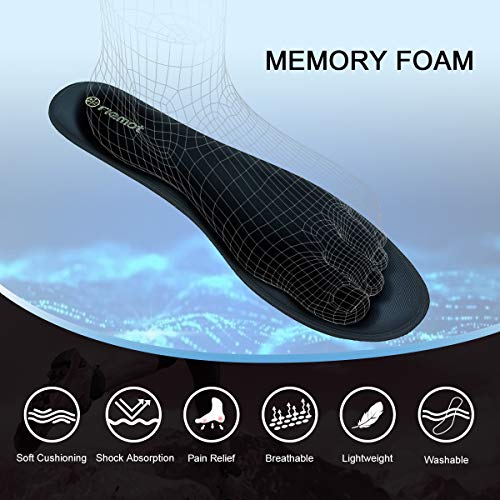 riemot Plantillas Memory Foam para Zapatos de Hombre y Mujer, Plantillas para Zapatillas Botas, Cómodas y Amortiguación para Trabajo, Deportes, Caminar, Senderismo Negro 46 EU