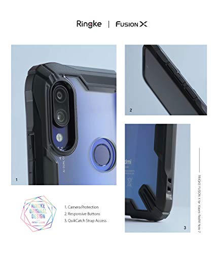 Ringke Fusion-X Diseñado para Funda Redmi Note 7, Funda Redmi Note 7 Pro Protección Resistente Impactos Carcasa para Xiaomi Redmi Note 7, Xiaomi Redmi Note 7 Pro (2019) - Black