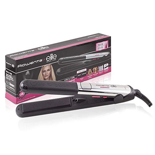 Rowenta Liss & Curl SF4522F0 Plancha de pelo, alisa, ondula y riza, con recubrimiento de Keratina y Turmalina, función iónica con placas largas, función 2 en 1, pantalla LCD temperatura hasta 230ºC