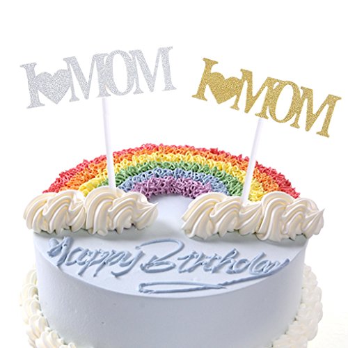 S-TROUBLE Amo a mamá Cupcake Cake Topper Glitter Shimmer Birthday Fathers Day Party Decor