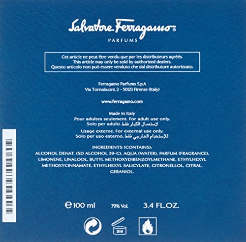 Salvatore Ferragamo, Agua de colonia para hombres - 100 gr.