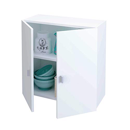 Samblo Armario Bajo de Cocina con 2 Puertas, Blanco, 26.5 x 60 x 60 cm