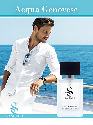 SANGADO Acqua Genovese Perfume para Hombres, Larga Duración de 8-10 horas, Olor Lujoso, Aromática Acuática, Francesas Finas, Extra Concentrado (Eau de Parfum), Spray de 50 ml, Un Gran Regalo