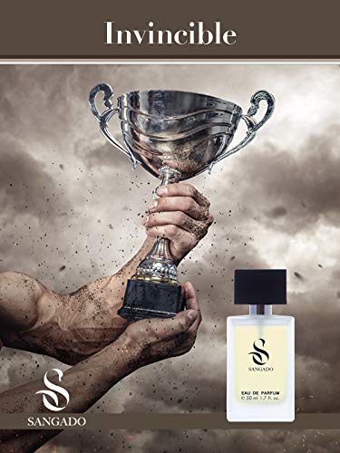 SANGADO Invencible Perfume para Hombres, Larga Duración de 8-10 horas, Olor Lujoso, Amaderada Acuática, Francesas Finas, Extra Concentrado (Eau de Parfum), Spray de 50 ml, Un Gran Regalo Para Hombres