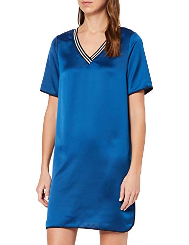 Scotch & Soda Ribbed V-Neck Dress with Bindings Vestido, Azul (Blue Lagoon 3558), Large para Mujer