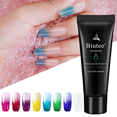 Seisso Biutee Kit gel de Uñas 8 Colores 15ml, Gel de Uña Cambia de Color con Temperatura con Capa Superior y Base, Esmaltes Semipermanentes con Accesorios de Manicura