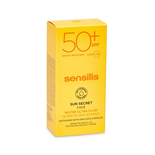 Sensilis Sun Secret - Crema Facial Ultraligera con Protección Solar SPF50+, Resistente al Agua - 40 ml