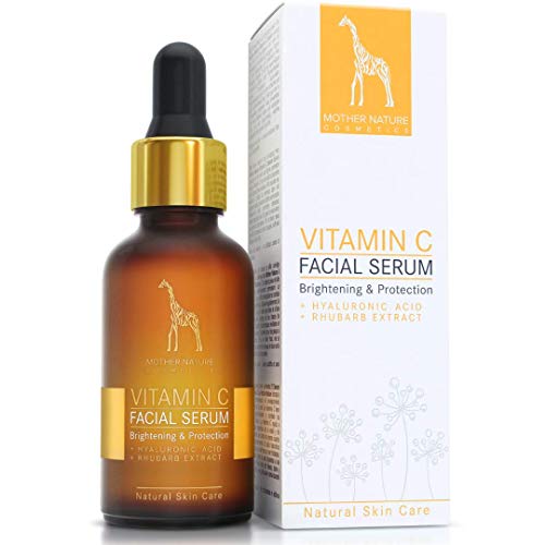 Serum Facial de Vitamina C con Hialurónico y Extracto de Ruibarbo - 30ml MADE IN GERMANY - Tratamiento Facial Intensivo Antiedad contra Arrugas y Marcas