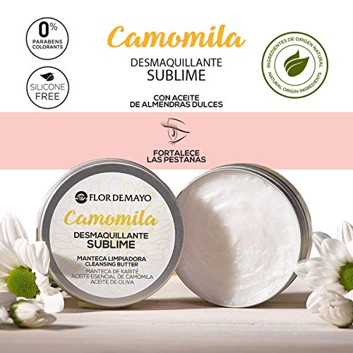 Set Crema Desmaquillante Ojos y Cara de Camomila, Manteca de Karité, Aceite de Oliva y de Almendras Dulces 90ml y Manopla Toallita Microfibra Reutilizable