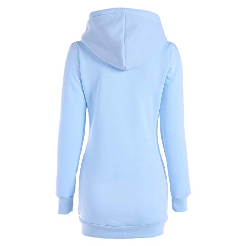 SHOBDW Mujer Liquidación Venta Sudadera con Capucha para de Color sólido Casual Fit Recta Invierno Manga Larga Tops Abrigos Chaqueta Sexy Vestidos Delgados (XXL, S-Azul Claro)