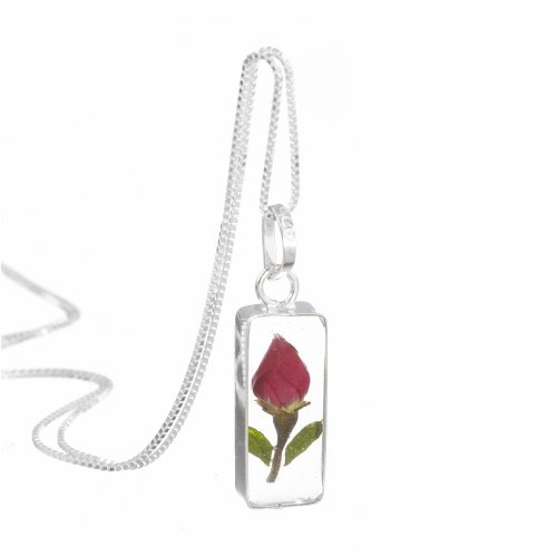 Shrieking Violet – Collar de mujer con flor natural en resina – Colgante + cadena – Plata 925