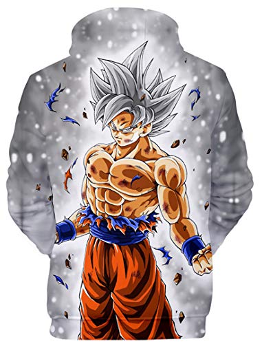 Silver Basic Niños Sudaderas con Capucha Figura Impresa de Dragon Ball Imagenes de Dibujos Animados S,01Son Goku Ultra Instinct-2……