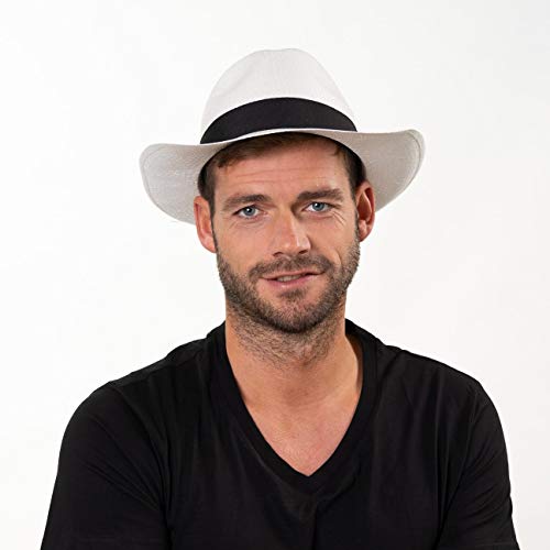 Sombreroshop Bogar- Sombrero de paja Palermo, 100% paja de papel, XL/60-61, blanco