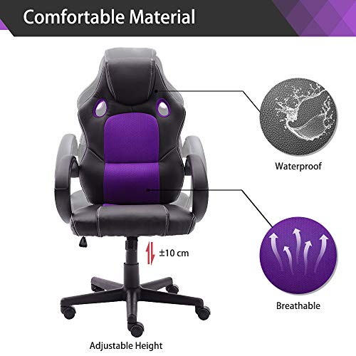 STmeng Sillas de Oficina, Computadora Ergonómico Silla de Oficina con Brazos, Ajustable Giratorio Oficina Esencial Silla (Morado)