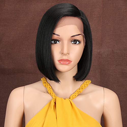 Style Icon Lace Front Wigs Peluca Sintética Bob De Frente De Encaje De 9"/23cm Pelucas Cortas Rectas Naturales De Calidad Para Mujeres Fibra Resistente Al Calor