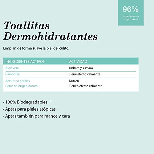 Suavinex Pack 25 Toallitas Dermohidratantes para Bebé, Toallitas Aptas para Pieles Atópicas, 96% Ingredientes de Origen Natural, con Camomila y Aloe Vera, Toallitas 100% Biodegradables, 25 Unidades